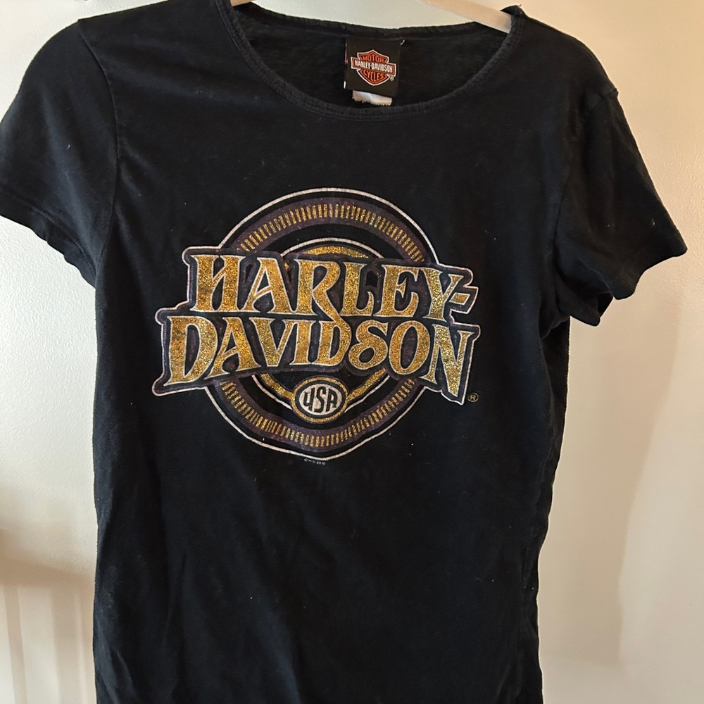 Harley-Davidson Black and Gold Logo Tee